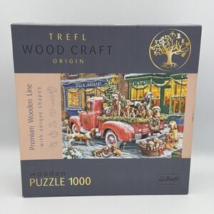 Trefl Wood Craft Puzzle 1000 Piece Jigsaw Christmas Winter Dogs Truck Holiday